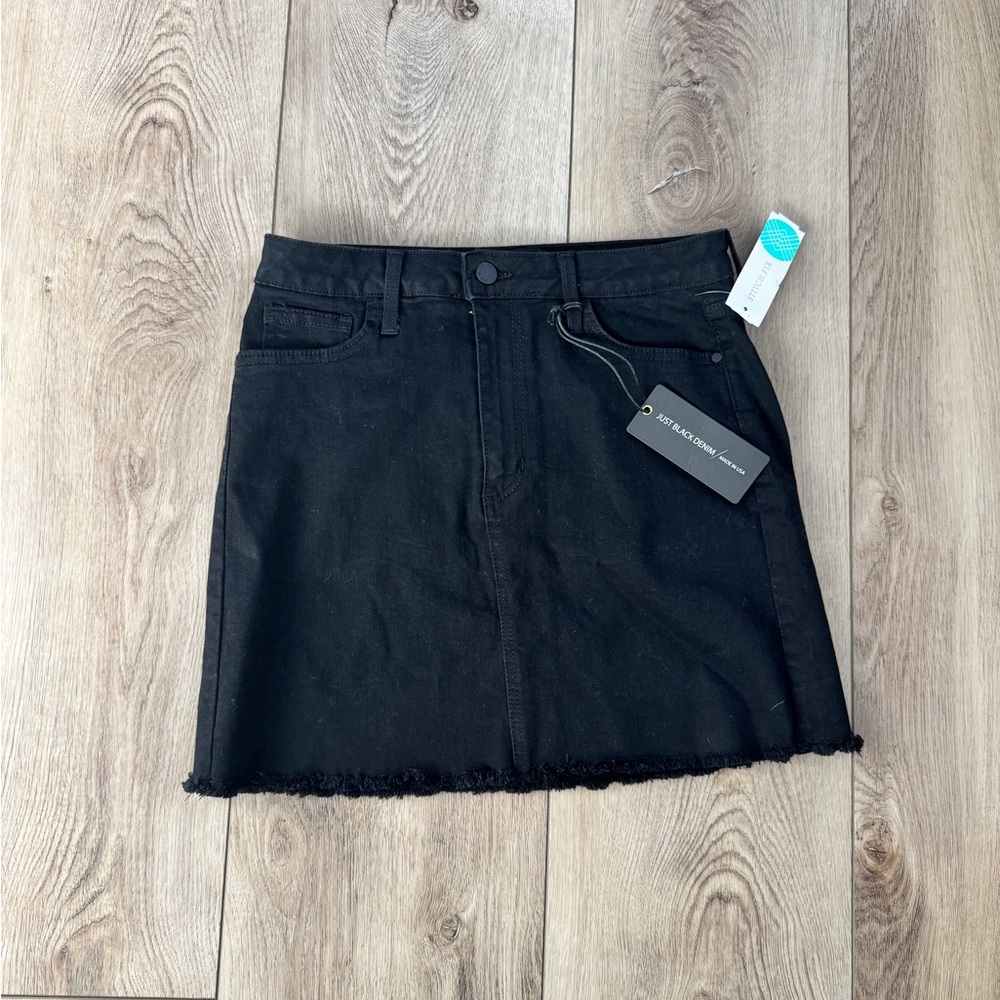 Just Black Frayed Hem Mini Skirt